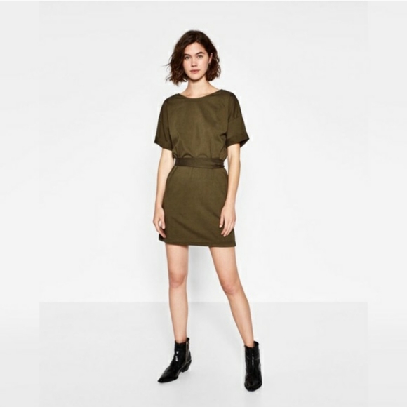Zara | Dresses | New Zara Olive Green Dress With Tie Waist | Poshmark Zara | Dresses | New Zara Olive Green Dress With Tie Waist | Poshmark